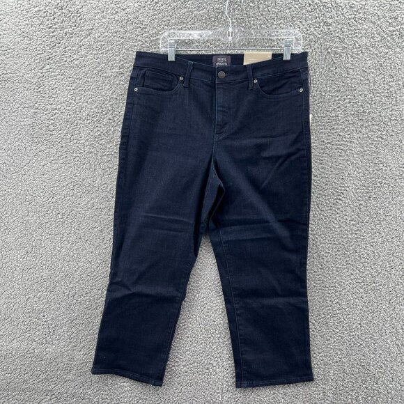 New Nydj For Chicos Jeans Womens 14 Slim Crop Cool Max Blue Stretch Denim